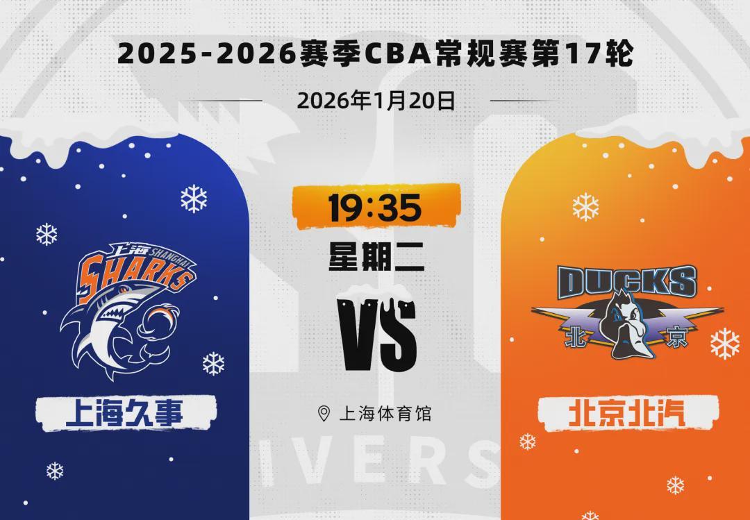 比分直播-CBA第17轮,上海久事男篮86:67胜北京北汽男篮